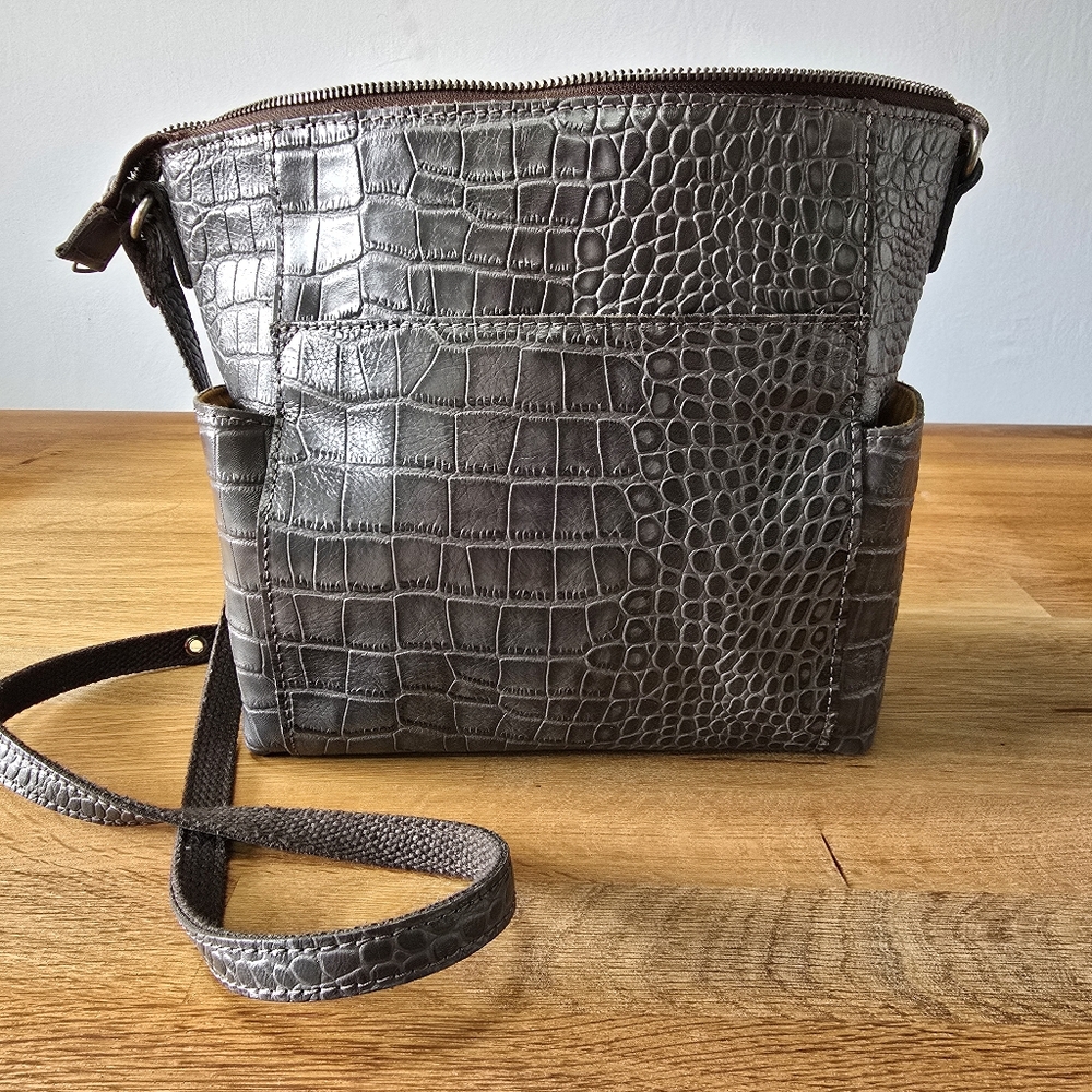 Patricia Nash Crossover Purse Gray Leather